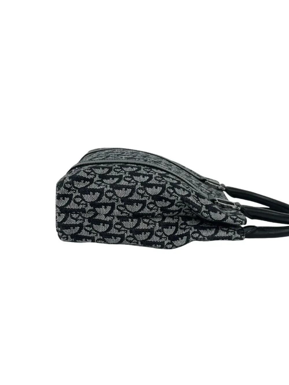 Dior Trotter Pattern Canvas Leather Handbag Mini Tote Black